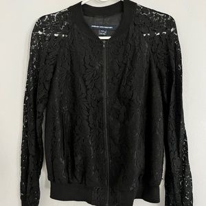 French Connection Lace Sweater Jacket in Black Size 0